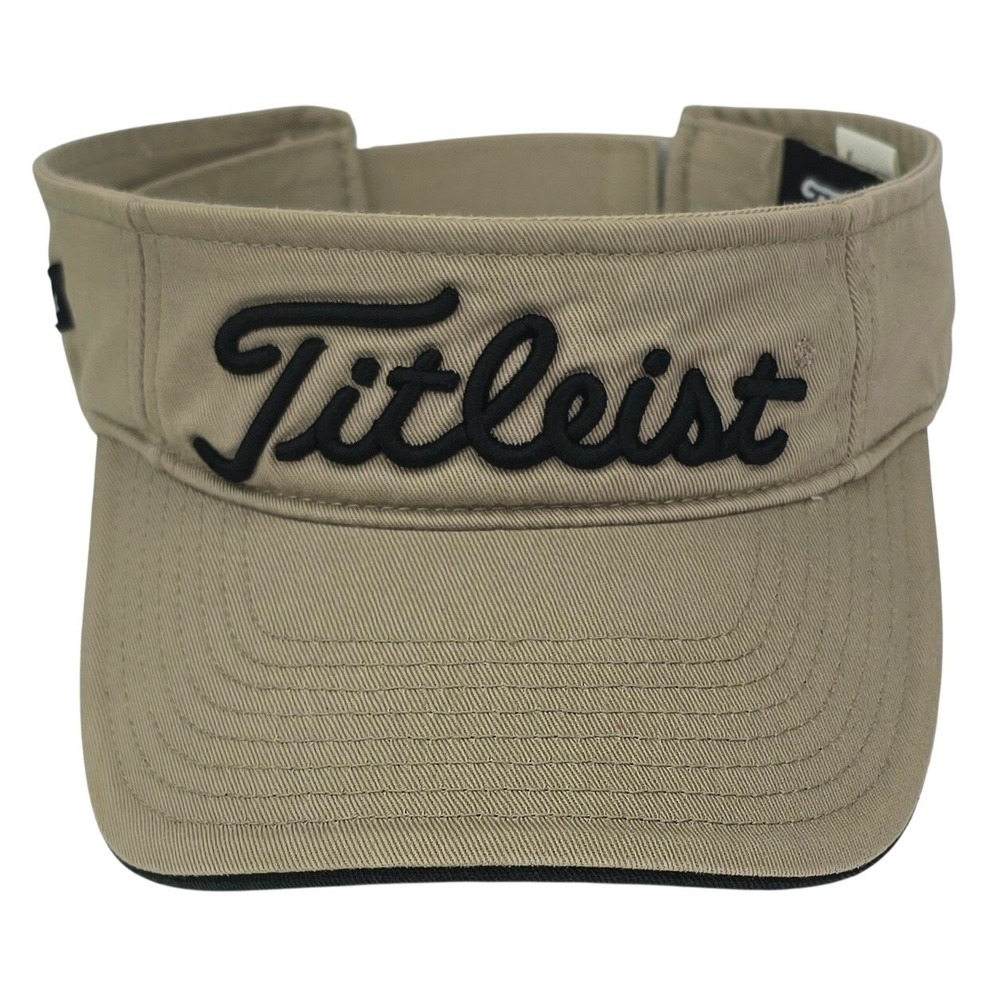 Titleist Golf Visor Adjustable Khaki Tan Cotton‎ Script Logo Hat Unisex One Size